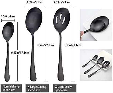 AOOSY 2 Pcs Matte Black Serving Spoons Set,Slotted and Serving Spoons