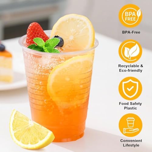 BYSNOW 500 Pack 7 oz Clear Plastic Cups, Disposable Plastic Water Cups