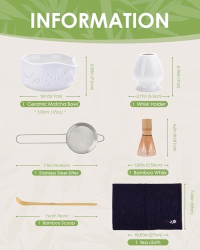 Matcha Whisk Set, Matcha Set Includes Bamboo Whisk, Ceramic Bowl
