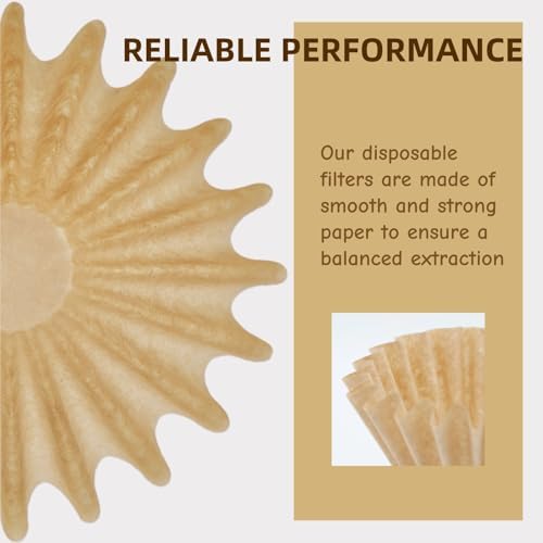 Pour Over Coffee Paper Filters 100 Count, Designed for Stagg XF, Kalita 185, Brumate & Chemex 6-Cup Pour Over Brewers, Brown Unbleached Disposbale Coffee Filters Large Cone Shape Dripper Accessories