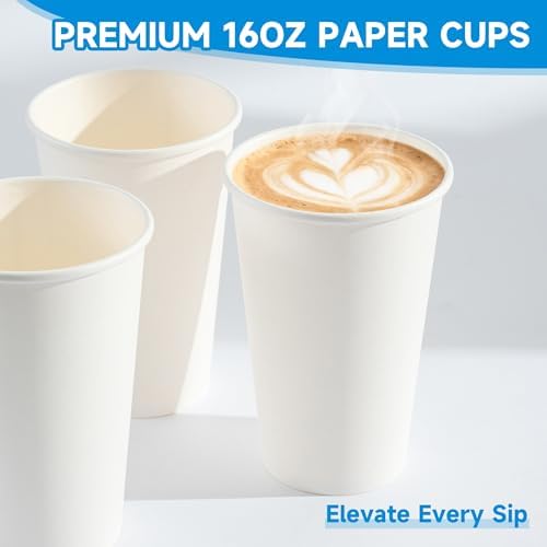 RACETOP Disposable Paper Coffee Cups 16 oz 500 Pack