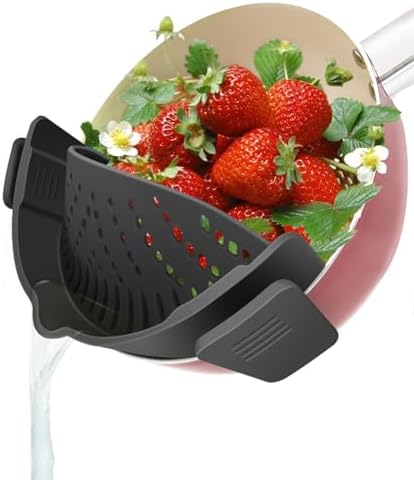 YEVIOR Clip on Strainer for Pots Pan Pasta,Silicone Food Pan Strainer
