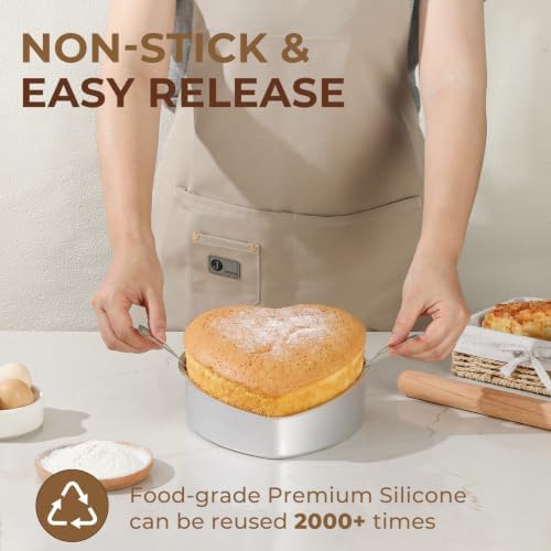 8 Inch Heart Shaped Cake Pan Set with Reusable Silicone Baking Mat（2 Pack）