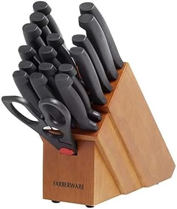 Farberware 18-Piece Kitchen Knife Block Set, High Carbon Stainless Steel