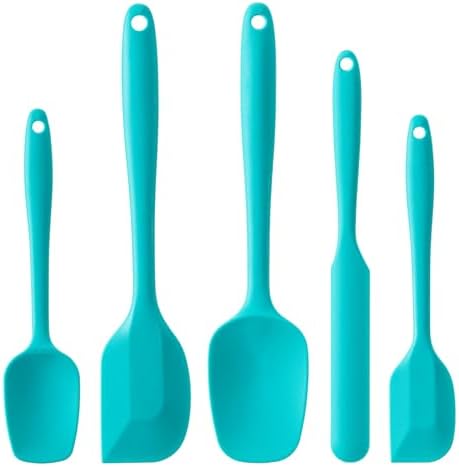 Silicone Spatula Set,5 Piece Food Grade Rubber Spatulas,Mint Green