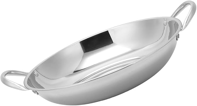 Double Handle Flat-Bottom Cooking Wok Pan 9.84 Inch Heat-Resistant Non-Slip Dry Pot for Gas and Electric Stove Use Versatile Kitchen Cookware
