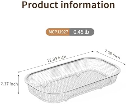 18/8 Stainless Steel Colander Strainer for Kitchen, Rectangular Colander for Pasta, Vegetables, Fruits, Rustproof & Dishwasher Safe (13.0 x 7.1 x 2.2 inch)