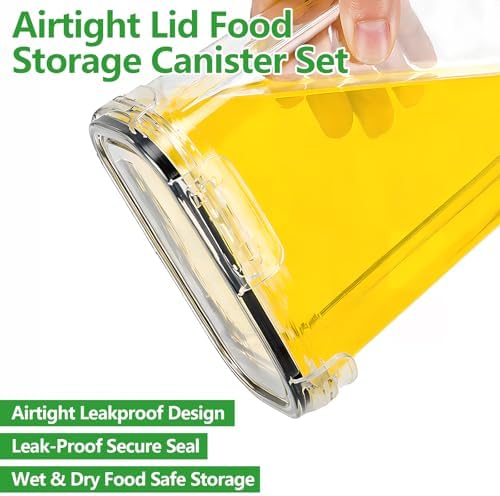 4pcs 4L Airtight Plastic Canisters, Kitchen Pantry Dry Food Storage