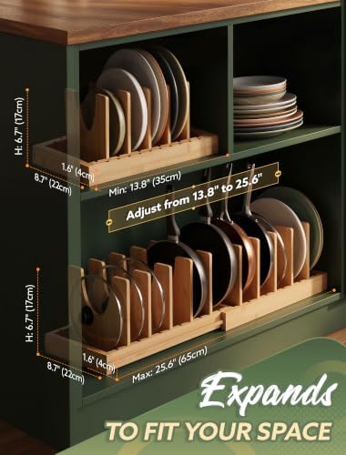 INMAKER Pots and Pans Organizer Under Cabinet, Expandable Pot and Pan Rack