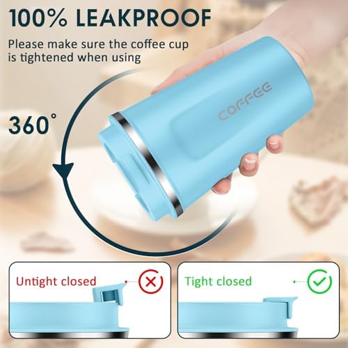 CS COSDDI 12 oz Coffee mug - Stainless Steel Coffee Cup with Leakproof Lid