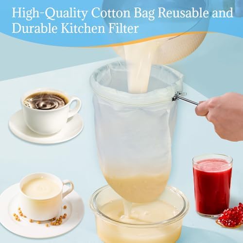 Fine Mesh Strainer, 3Pcs Cloth Strainer Bags with Steel Handle