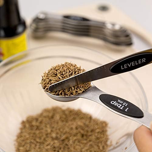 EDELIN Measuring Cups and Magnetic Measuring Spoons Set, Black