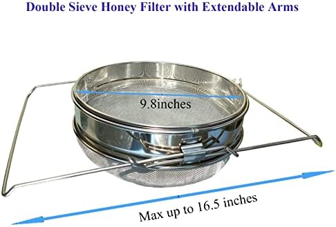 Honey Strainer for 5 Gallon Bucket with Up to 16.5 inches Extendable Arms