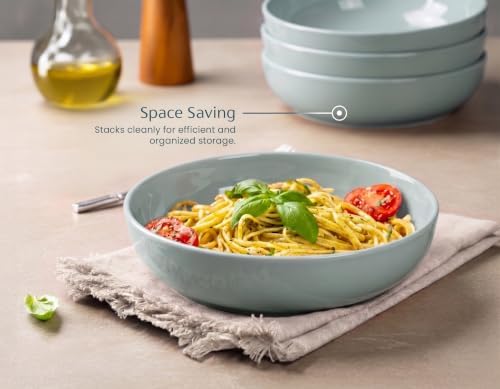 KooK Pasta Bowls, For Soups & Salads, Set of 4, 40 oz, Casper Blue