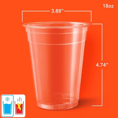Hefty Party Perfect Clear Plastic Cups, 18oz, 140ct