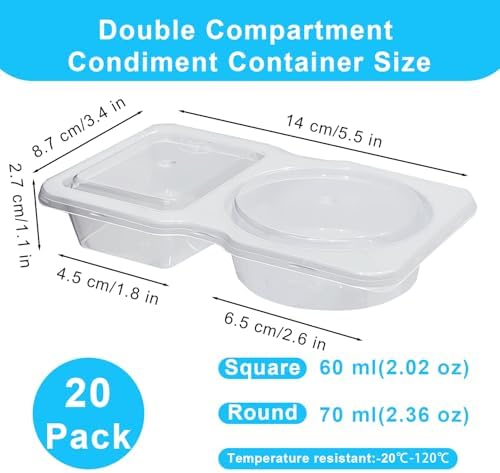 Pure Future 20-Pack 2-Compartment Snack Containers with Lids (40 Pieces)