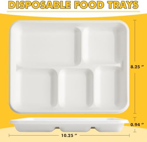 RACETOP White Compostable 5 Compartment Paper Plates 125 Pack