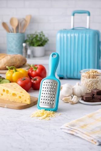 2 Pcs. Stainless Steel Mini Grater Cheese Garlic Nutmeg Chocolate 5" BPA Free (Blue)