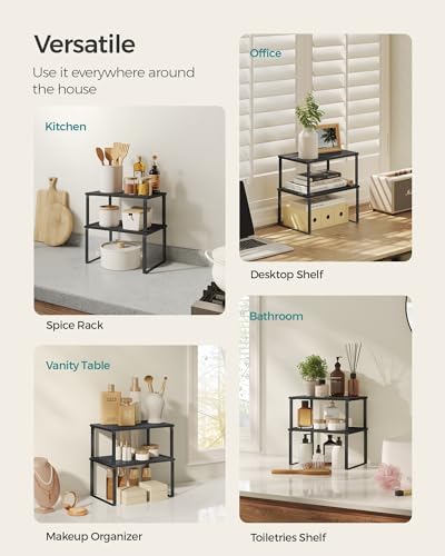 SONGMICS Cabinet Organizer Shelf, Set of 4 Spice Rack, Kitchen Storage