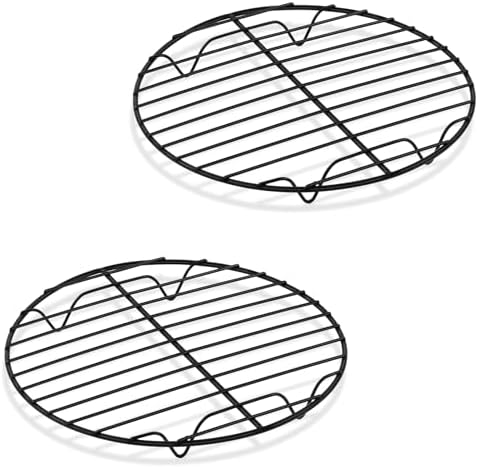 P&P CHEF 7.5 Inch Cooking Rack Round for Steaming Cooling, Black, 2 Pack