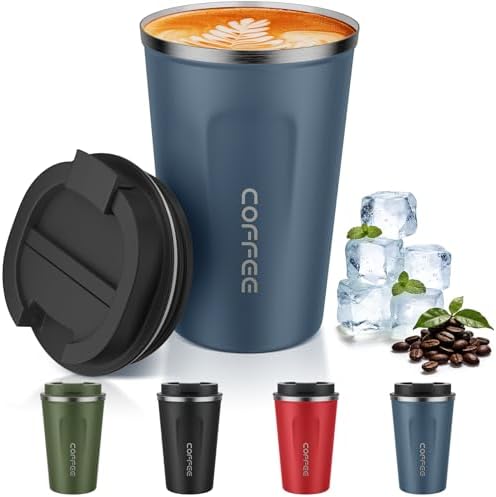 MOMSIV 12oz Travel Coffee Mug, Insulated Coffee Cup with Leakproof Lid