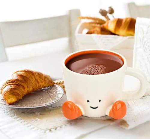 Coffee Mugs,Cute funny Mug For Women, 12.8oz/380ml Unique Ceramic Coffee Tea Cups, Office Mug Gift (orange)