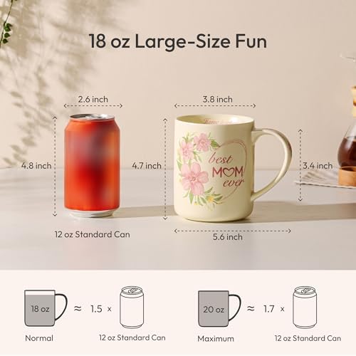 18 oz Large Ceramic Coffee Mug, Porcelain Tea Cup with Big Handle