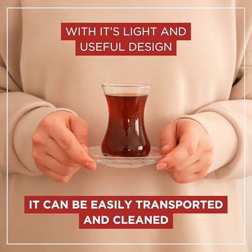 Tea Glass Set of 24 with Saucers, Small Clear Glass Tea Cups for Hot Drinks