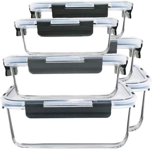 M MCIRCO 6 Pack Extra Large Glass Food Storage Containers with Lids