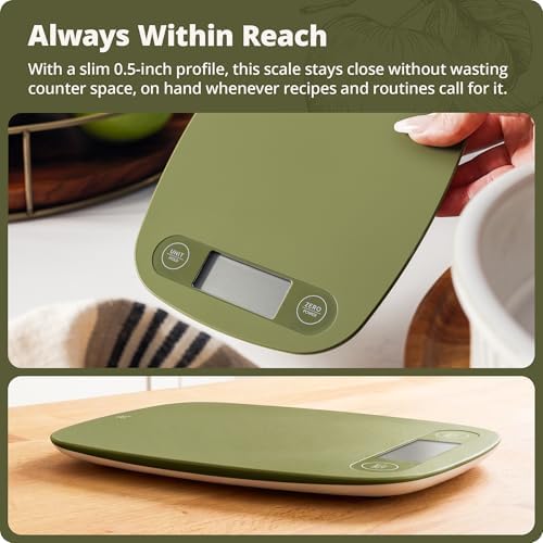 Greater Goods Food Scale, Slim & Compact Build, 1g Precision (Moss Green)
