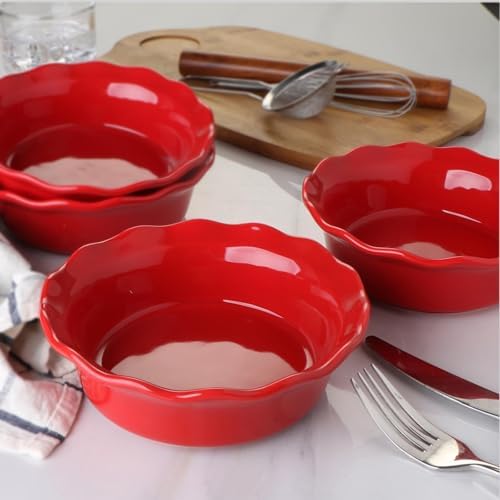 ONEMORE 6.8 Inch Ceramic Pie Pans, 16 oz Deep Dish Pie Pan Set of 4