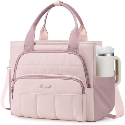 LOVEVOOK Lunch Box for Women, Puffer Lunch Bag for Work & Picnic,13L,Pink