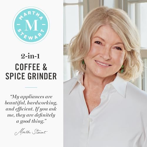 Martha Stewart Electric Coffee & Spice Grinder with Dual Bowls, Sky Blue