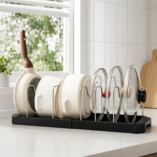 Pots and Pans Organizer Under Cabinet,Adjustable Pot and Pan Organizer Rack