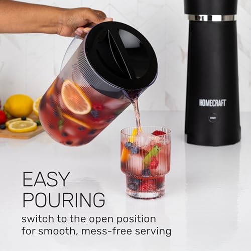 Homecraft Iced Tea Maker & Cold Brew Coffee Machine – 2 Quart Double Insulated Pitcher, Steeping Basket, – Makes Fuit Infused Teas & Iced Lattes – Black