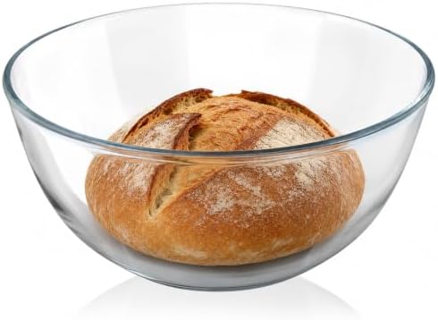 4.7 Qt Extra Large Glass Mixing Bowl, Glass Bowl for Sourdough Bread Making