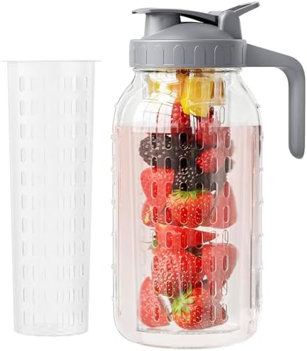 JunVpic Glass Mason Jar Pitcher, 64 oz Wide Mouth Jug