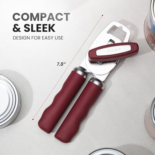 Zulay Kitchen Manual Can Opener Heavy Duty Patented Stainless Steel, Wine
