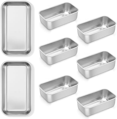 TeamFar Mini Loaf Pan, 8 PCS Stainless Steel Loaf Pans for Baking Bread
