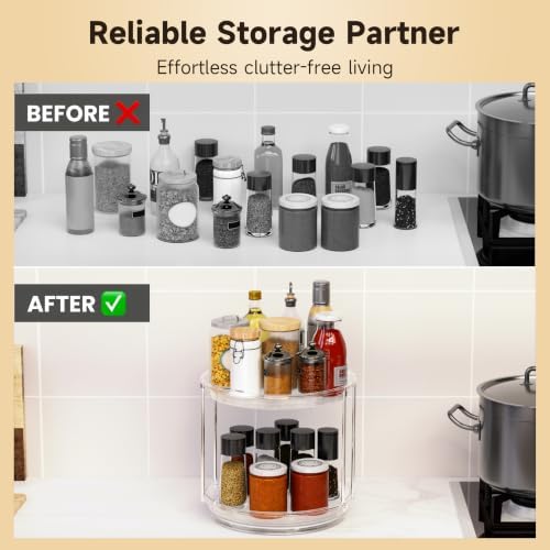 2 Tier Non-Skid Lazy Susan Turntable Organizer, 9" Rotating Spice Rack