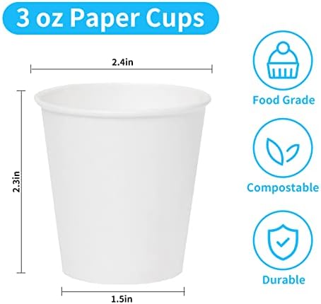 RACETOP 3 oz Paper Bathroom Cups, 600 Count, Disposable, White, Leak-Proof