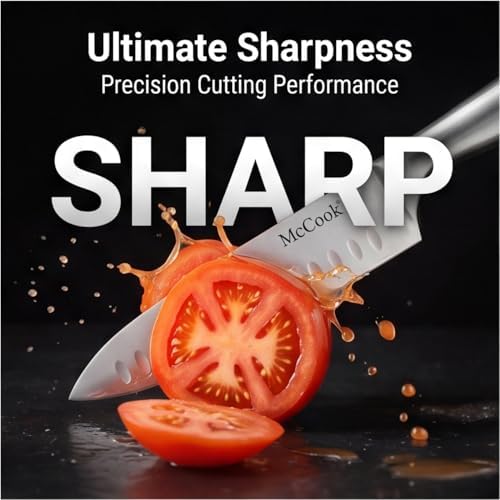 McCook Knife Set Sharp Kitchen Knife Block Set w Built-in Sharpener
