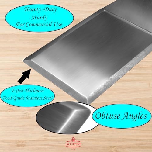 La Cuisine Extra‑Wide Stainless Steel Spatula with Wooden Handle, Heavy‑Duty 5x6" Burger Turner for BBQ, Flat Top Griddle, Blackstone Grill & Smash Burgers