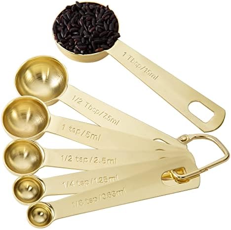 Gold Measuring Spoons, 6 Piece Set, 18/8 Stainless Steel