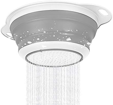 QiMH Collapsible Colander and Strainer Set of 3-2 PC 4 Quart(1 gal) and 1 PC 2 Quart(0.5 gal) - BPA Free & Dishwasher-safe Silicone Kitchen Foldable Strainer for Pasta, Veggies