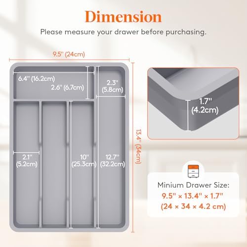 Lifewit Silverware Drawer Organizer Tray, Cutlery Storage for Kitchen