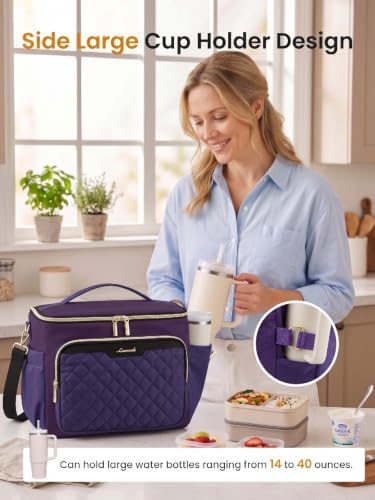 LOVEVOOK Lunch Box for Women, Wide Opening Cute Insulated Lunch Box Bag
