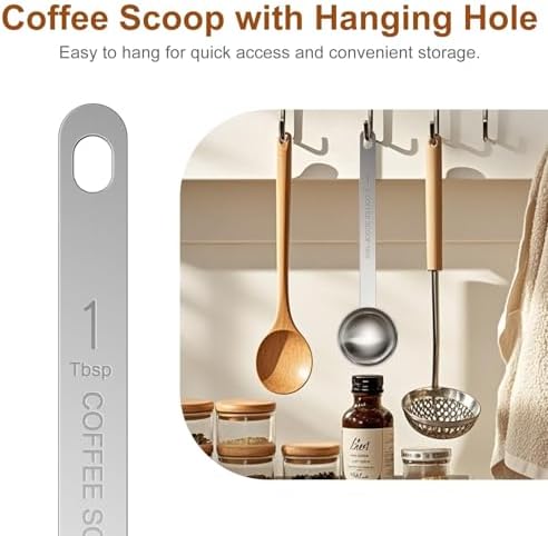 4PCS Coffee Scoop Spoons, 15ML (1 Tablespoon) Stainless Steel Measuring Spoons with Long Handle, Durable Coffee Scoopers for Ground Coffee, Tea and Baking Powder