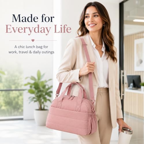 CAMTOP Lunch Box for Women Men Insulated Lunch Bag Lunch Tote Bag Leakproof Thermal Cooler Large Capacity for Travel Work School Picnic (Dark Pink, Medium)