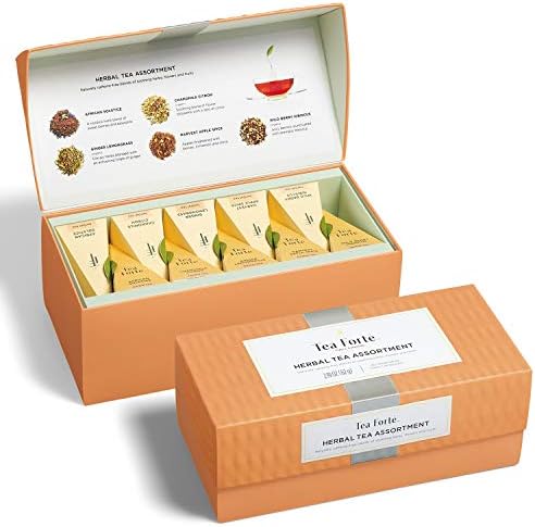 Tea Forte Tea Sampler, 20 Pyramid Infuser Bags, Premium Tea Gift Set